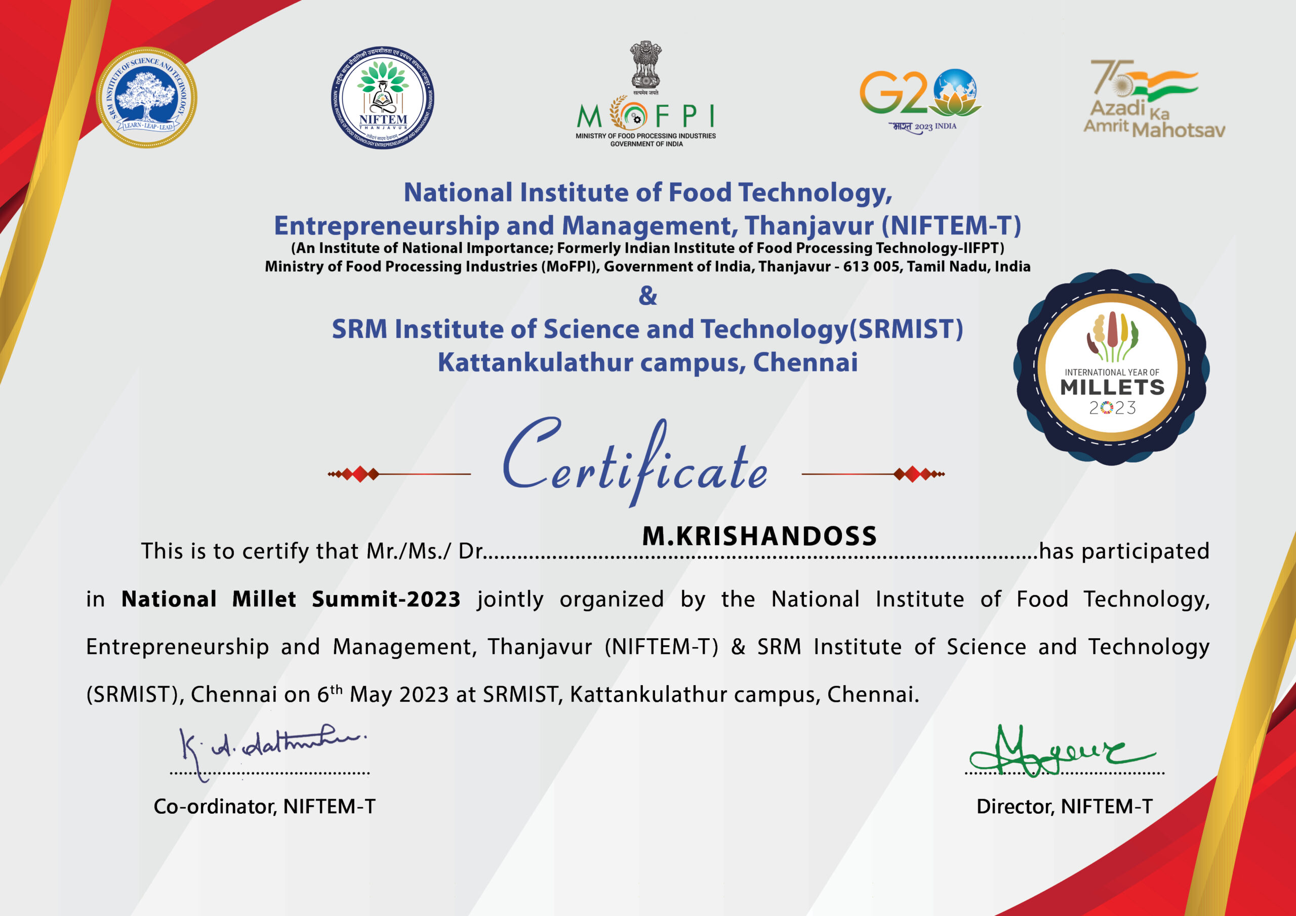 YOM 2023 Certificate